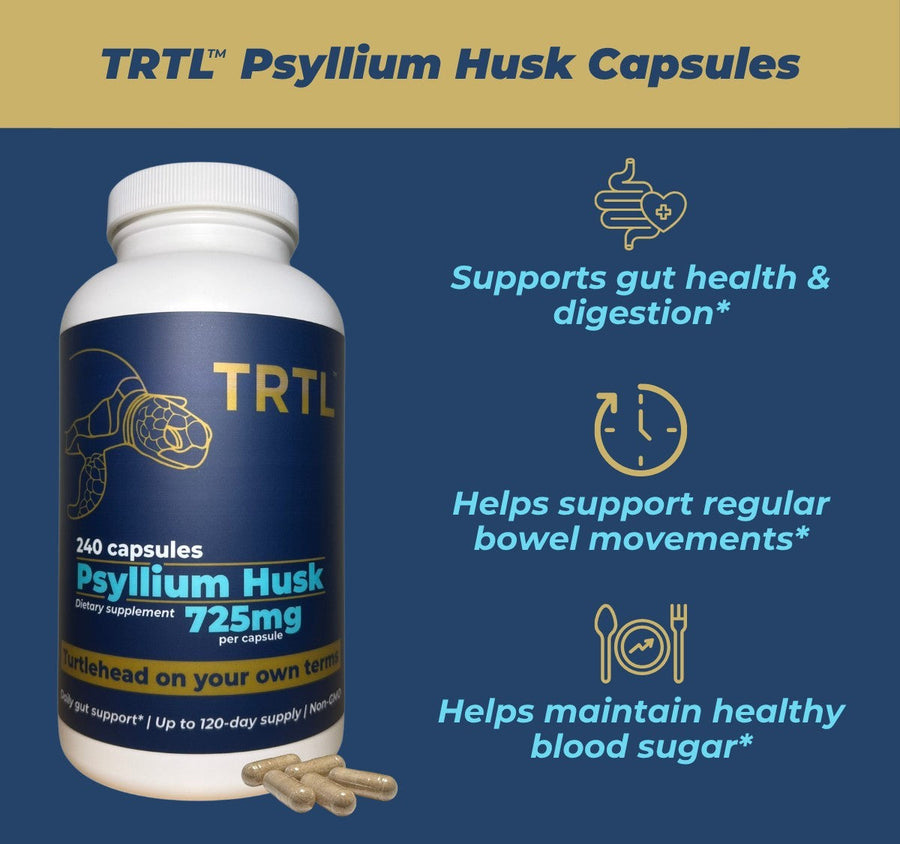 Cápsulas de cáscara de psyllium TRTL 725 mg, 120 unidades
