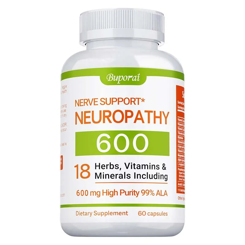 Suplemento para el apoyo de la neuropatía 600mg - Apoya el sistema nervioso, alivia el estrés, promueve la función cerebral y aumenta la energía
