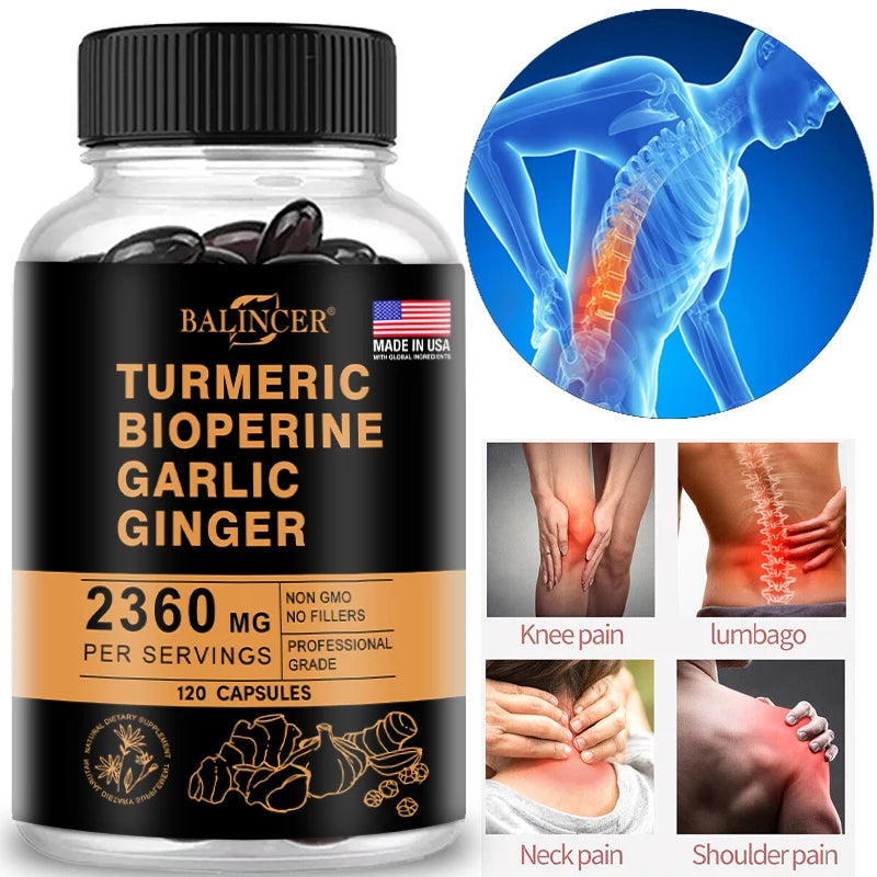 Suplemento de cúrcuma y jengibre para la salud digestiva, el sistema inmunológico, la inflamación y la salud articular