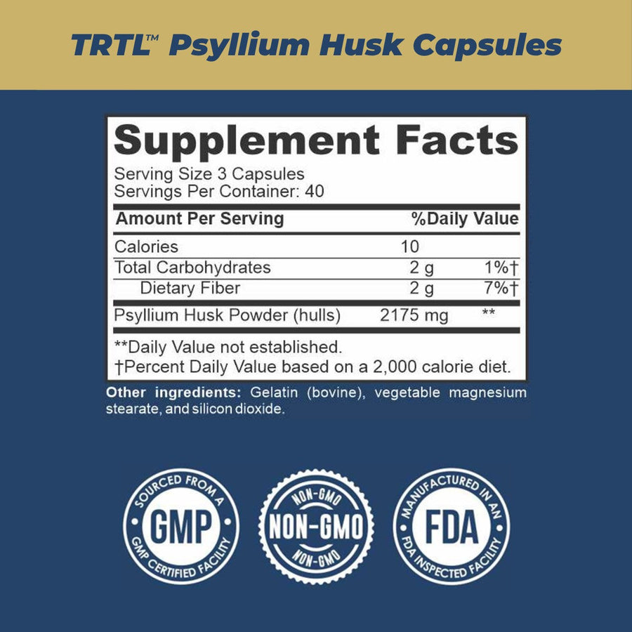 Cápsulas de cáscara de psyllium TRTL 725 mg, 120 unidades