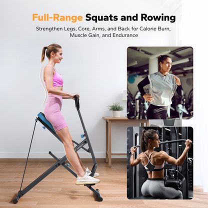 Squat Machine 2in1 Squat Rowing Machine - Foldable Exercise Equipment