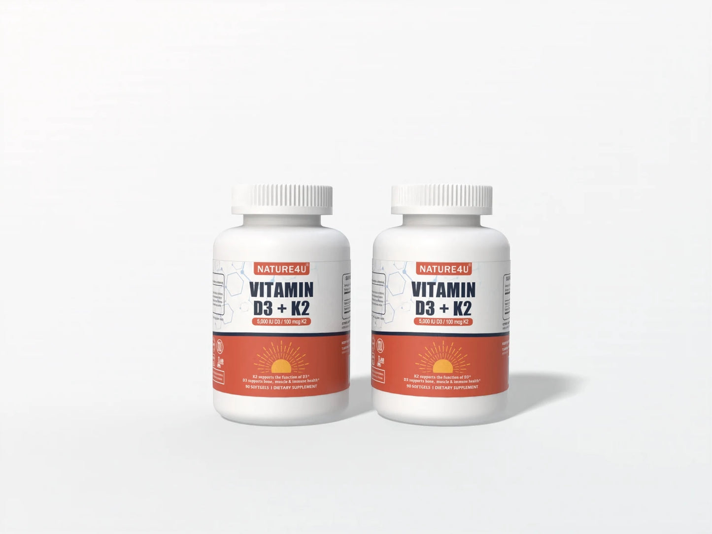 Vitamin D3 + K2 for Heart, Bone, Muscle and Immune Health Support
