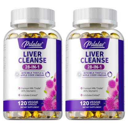 Apoyo para la salud del hígado, limpieza, desintoxicación y reparación del hígado 28 en 1 con alcachofa, diente de león - 120 cápsulas