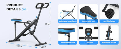 Squat Machine 2in1 Squat Rowing Machine - Foldable Exercise Equipment