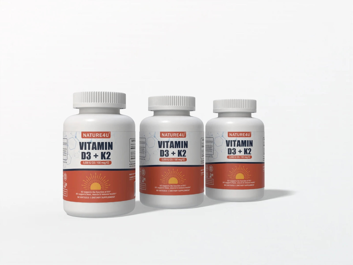 Vitamin D3 + K2 for Heart, Bone, Muscle and Immune Health Support