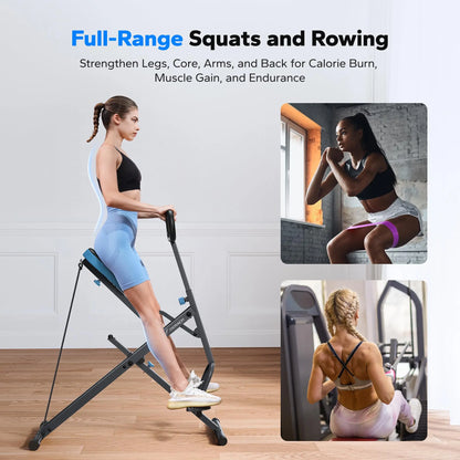 Squat Machine 2in1 Squat Rowing Machine - Foldable Exercise Equipment