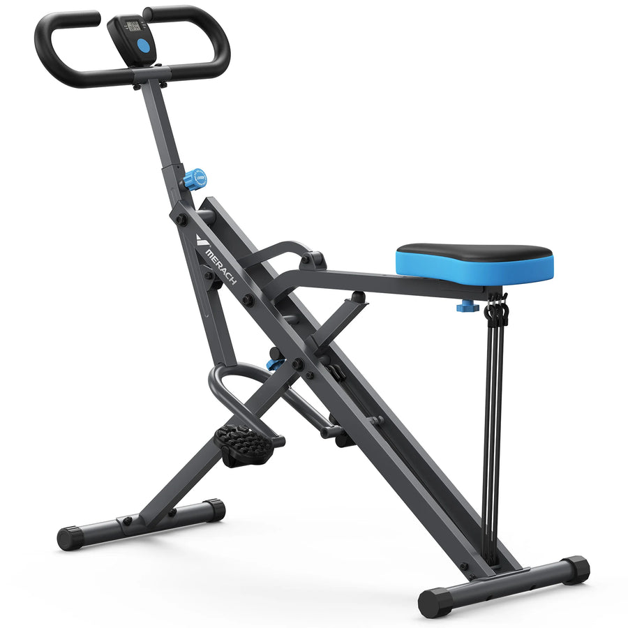 Máquina de sentadillas 2 en 1 y máquina de remo - Equipo de ejercicio plegable