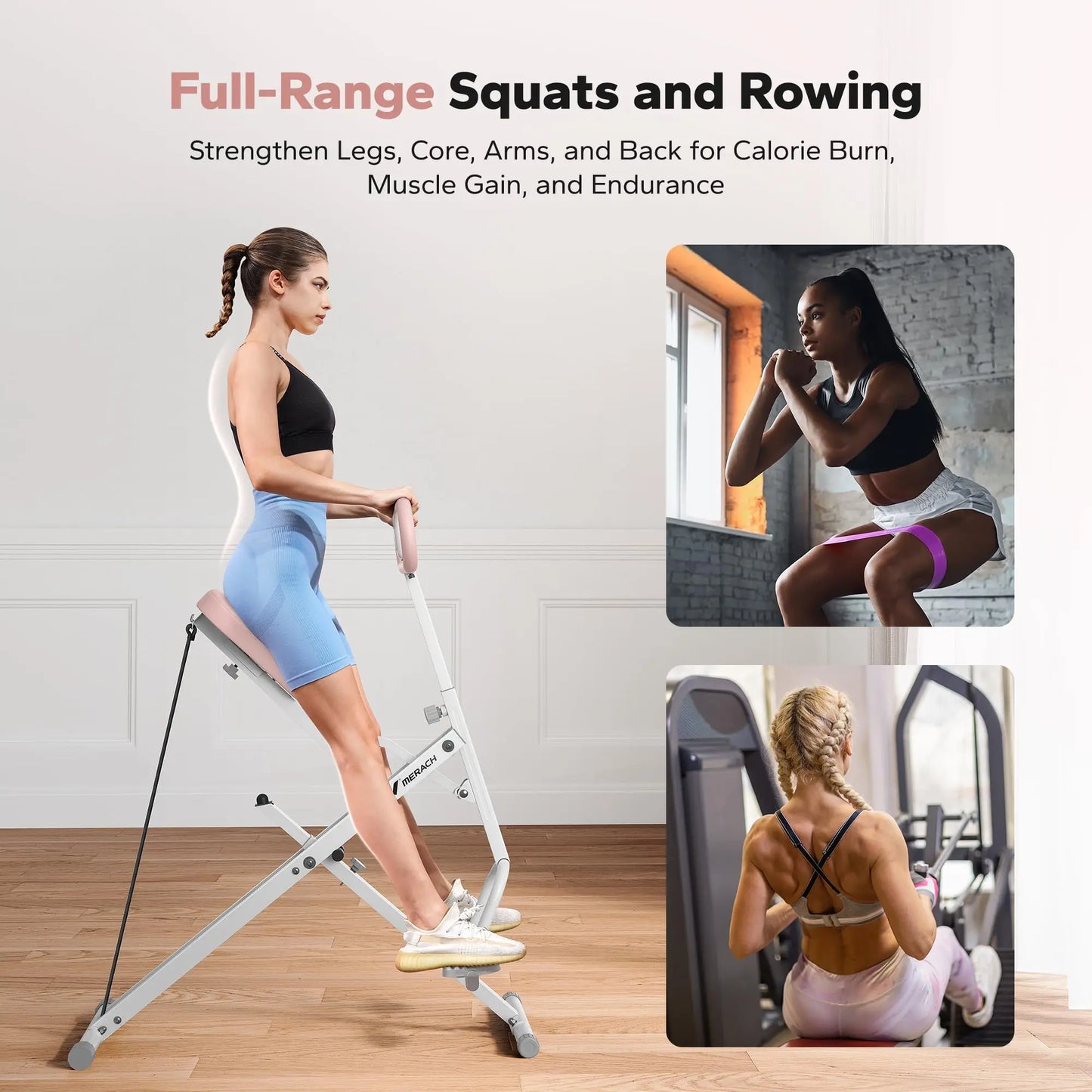 Squat Machine 2in1 Squat Rowing Machine - Foldable Exercise Equipment