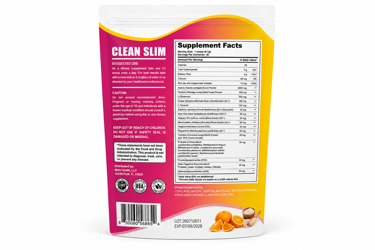 Clean Slim Super Fiber - Suplemento de fibra de origen vegetal