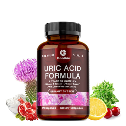 Fórmula de limpieza de ácido úrico - con semilla de apio - limpieza de riñones, salud articular y muscular - 120 cápsulas