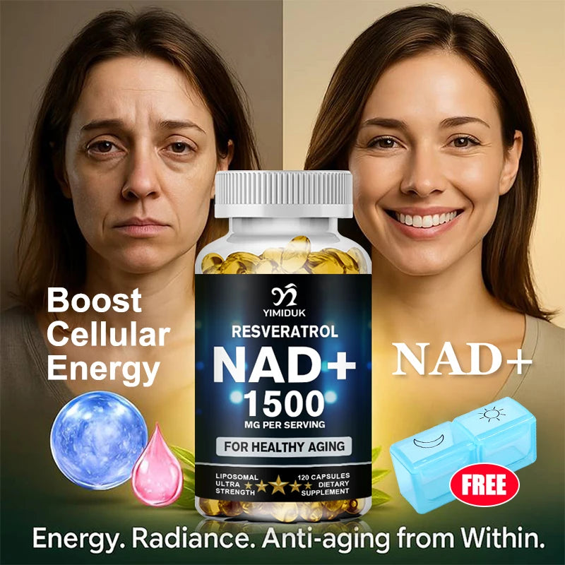 Suplemento de NAD, 1500 mg - Suplemento Liposomal de NAD+ con Resveratrol, Resistencia y Envejecimiento Saludable - Cápsulas para la Fuerza
