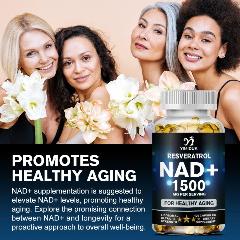 Suplemento de NAD, 1500 mg - Suplemento Liposomal de NAD+ con Resveratrol, Resistencia y Envejecimiento Saludable - Cápsulas para la Fuerza