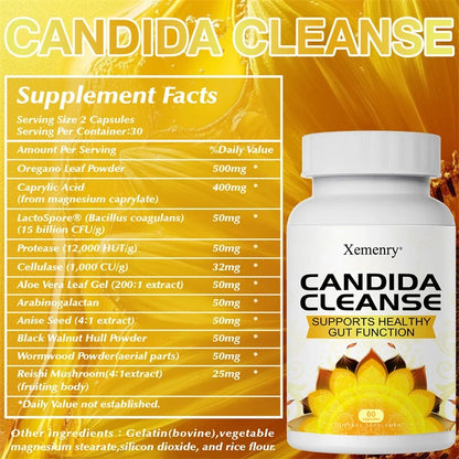 Desintoxicación y limpieza natural para la cándida para mujeres y hombres Fórmula avanzada probiótica y herbal para el apoyo de la cándida