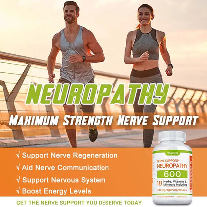 Suplemento para el apoyo de la neuropatía 600mg - Apoya el sistema nervioso, alivia el estrés, promueve la función cerebral y aumenta la energía