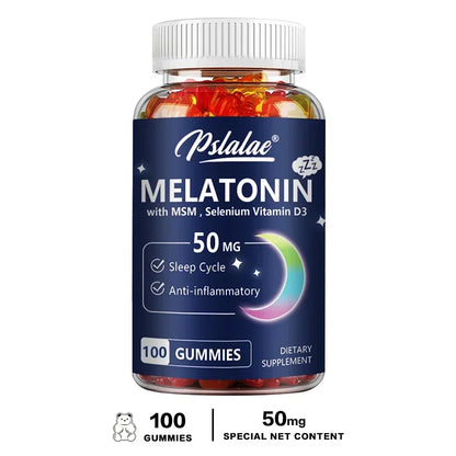 Melatonin Gummies 50mg w/ MSM, Selenium, & Vitamin D3 - Sleep Support, Stress Relief, Improved Sleep Quality