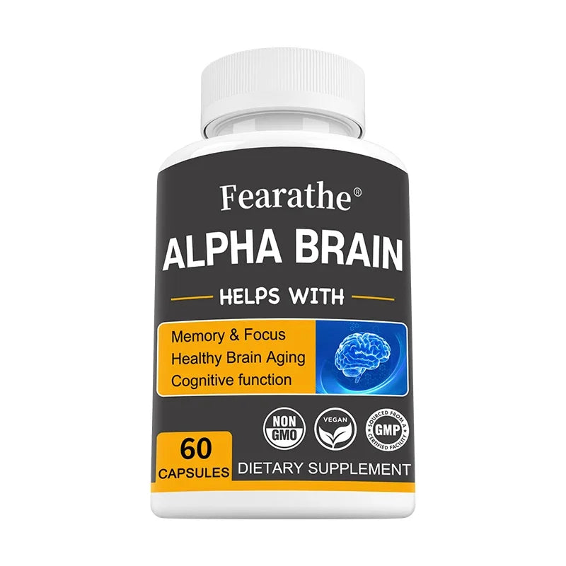Suplemento cerebral Alpha Brain Nootropics para hombres y mujeres - Memoria, Claridad Mental y Cognición con Vitamina B6, Cápsulas para el Enfoque
