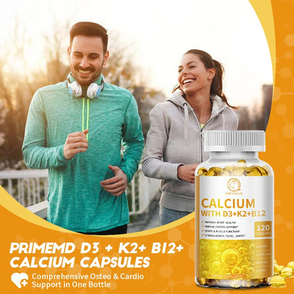 Vitamin D3, Calcium, K2, & B12 Capsules - Improve Osteoporosis, Supports Immune System and Heart Health
