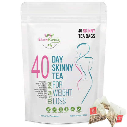 40 Days Herbal Skinny Detox  Tea - Weight Loss Supplement No Caffeine Non-GMO