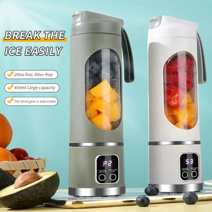 Small Portable Blender and Juicer - Rechargeable via USB, Personal Wireless Blender with Stainless Steel Blades