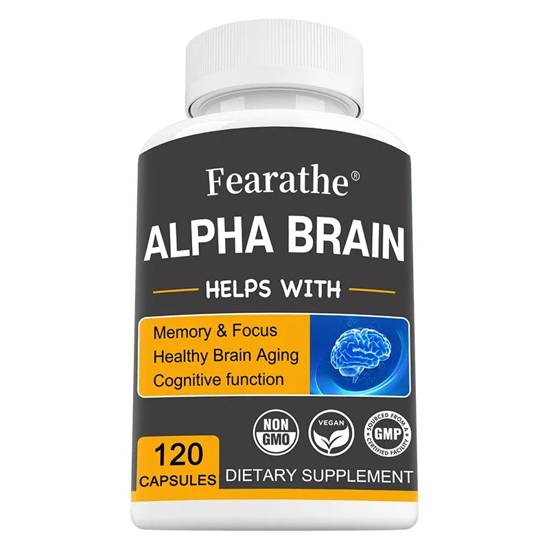 Suplemento cerebral Alpha Brain Nootropics para hombres y mujeres - Memoria, Claridad Mental y Cognición con Vitamina B6, Cápsulas para el Enfoque