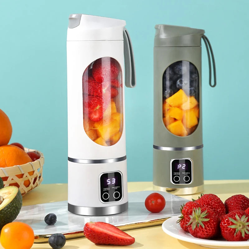 Small Portable Blender and Juicer - Rechargeable via USB, Personal Wireless Blender with Stainless Steel Blades