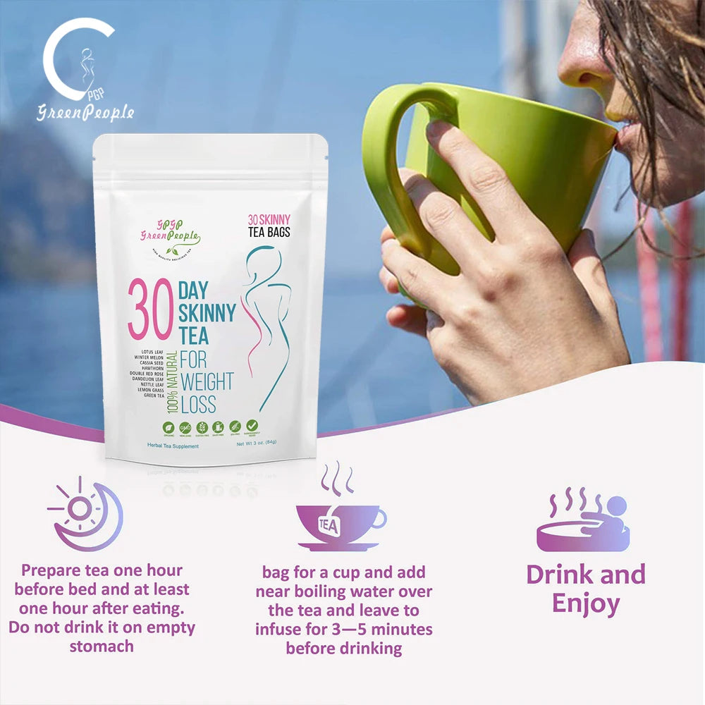 40 Days Herbal Skinny Detox  Tea - Weight Loss Supplement No Caffeine Non-GMO