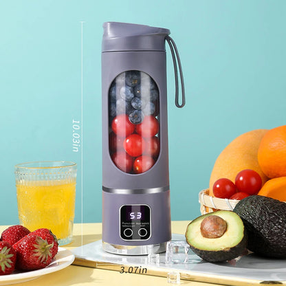 Small Portable Blender and Juicer - Rechargeable via USB, Personal Wireless Blender with Stainless Steel Blades