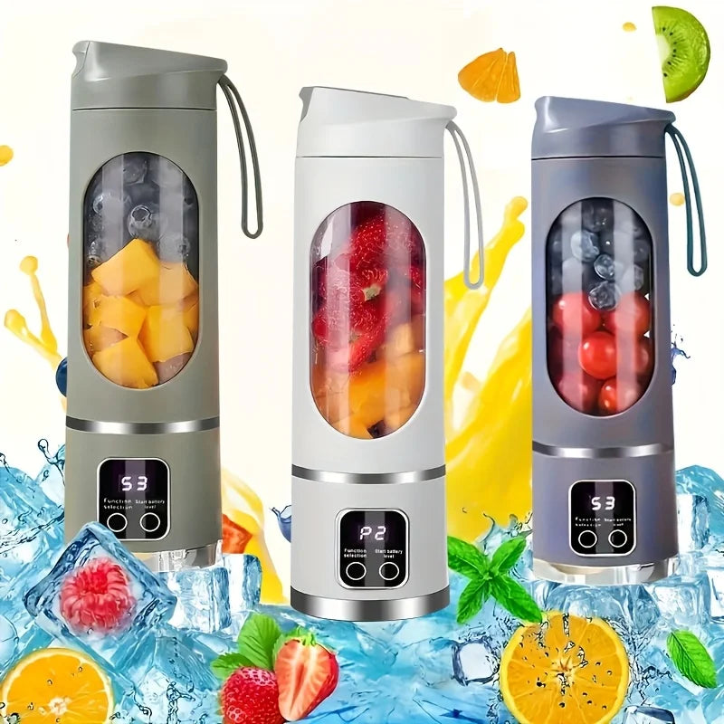 Small Portable Blender and Juicer - Rechargeable via USB, Personal Wireless Blender with Stainless Steel Blades