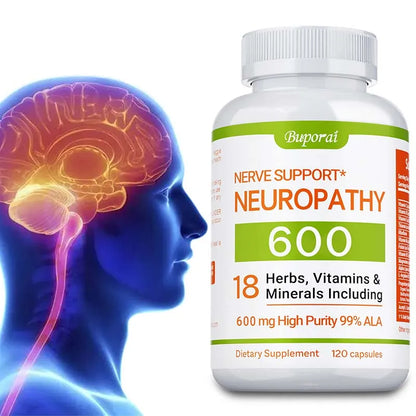Suplemento para el apoyo de la neuropatía 600mg - Apoya el sistema nervioso, alivia el estrés, promueve la función cerebral y aumenta la energía