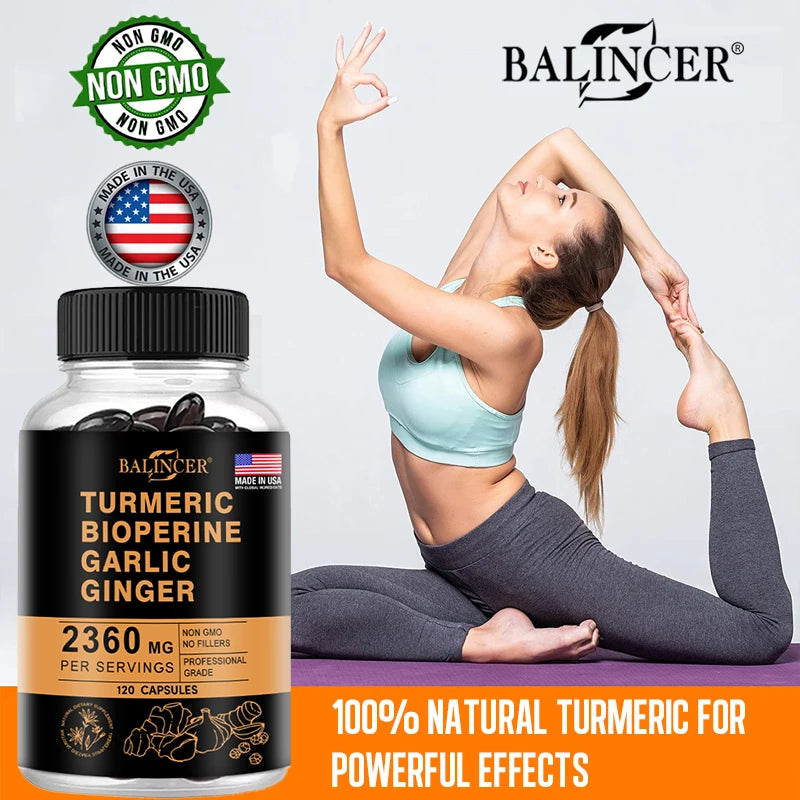 Suplemento de cúrcuma y jengibre para la salud digestiva, el sistema inmunológico, la inflamación y la salud articular