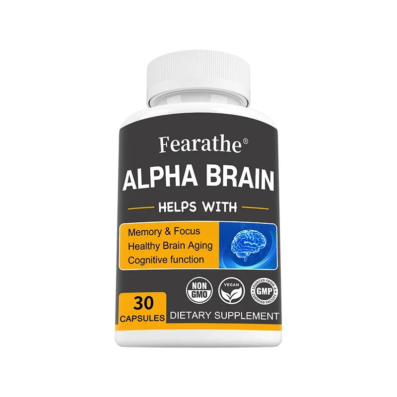 Suplemento cerebral Alpha Brain Nootropics para hombres y mujeres - Memoria, Claridad Mental y Cognición con Vitamina B6, Cápsulas para el Enfoque