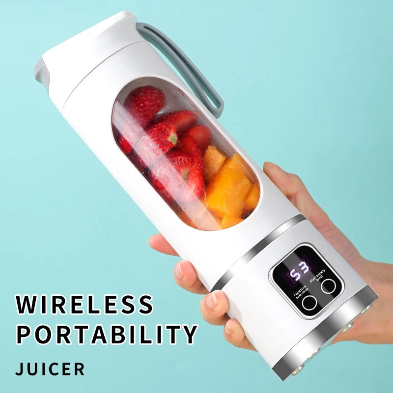 Small Portable Blender and Juicer - Rechargeable via USB, Personal Wireless Blender with Stainless Steel Blades