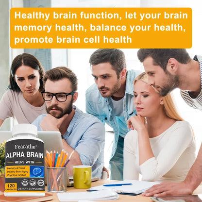 Suplemento cerebral Alpha Brain Nootropics para hombres y mujeres - Memoria, Claridad Mental y Cognición con Vitamina B6, Cápsulas para el Enfoque