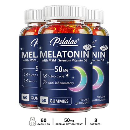 Melatonin Gummies 50mg w/ MSM, Selenium, & Vitamin D3 - Sleep Support, Stress Relief, Improved Sleep Quality