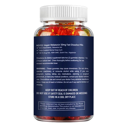 Melatonin Gummies 50mg w/ MSM, Selenium, & Vitamin D3 - Sleep Support, Stress Relief, Improved Sleep Quality