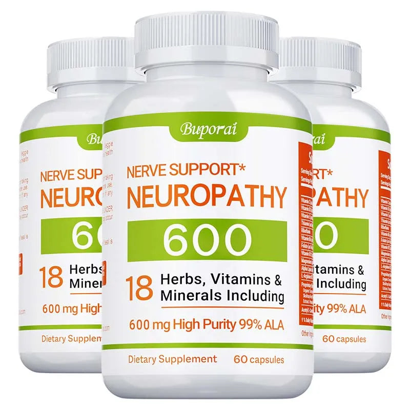Suplemento para el apoyo de la neuropatía 600mg - Apoya el sistema nervioso, alivia el estrés, promueve la función cerebral y aumenta la energía