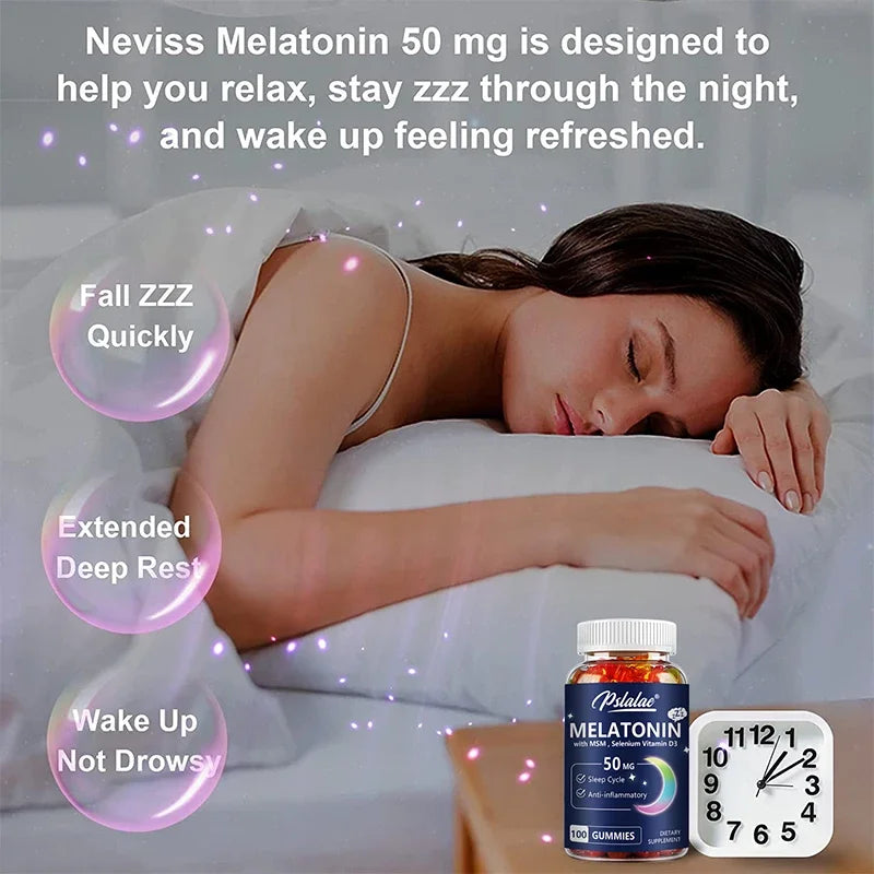 Melatonin Gummies 50mg w/ MSM, Selenium, & Vitamin D3 - Sleep Support, Stress Relief, Improved Sleep Quality