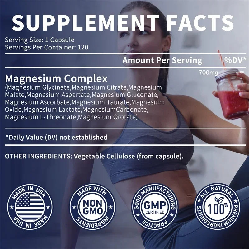 Magnesium Complex - Bone & Heart Health Support- 120 Capsules
