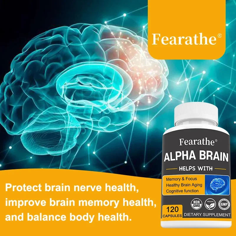 Suplemento cerebral Alpha Brain Nootropics para hombres y mujeres - Memoria, Claridad Mental y Cognición con Vitamina B6, Cápsulas para el Enfoque