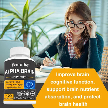 Suplemento cerebral Alpha Brain Nootropics para hombres y mujeres - Memoria, Claridad Mental y Cognición con Vitamina B6, Cápsulas para el Enfoque