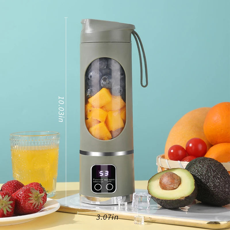 Small Portable Blender and Juicer - Rechargeable via USB, Personal Wireless Blender with Stainless Steel Blades