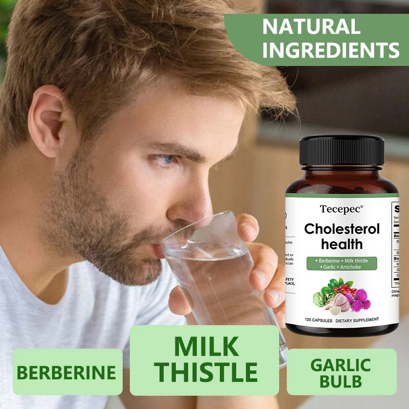 Suplemento de apoyo para el colesterol: contiene berberina y alcachofa para favorecer niveles saludables de colesterol y la salud natural del corazón.