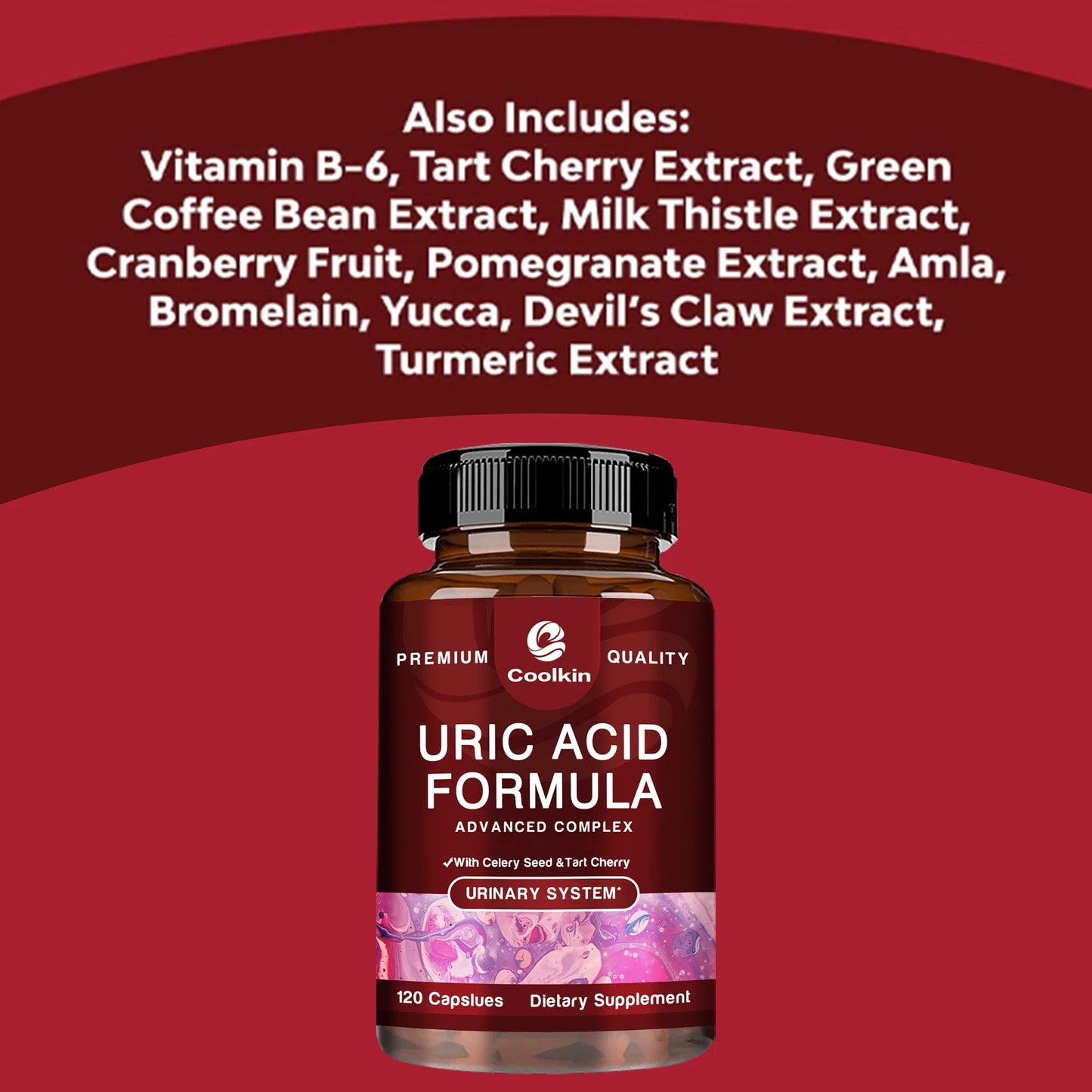 Fórmula de limpieza de ácido úrico - con semilla de apio - limpieza de riñones, salud articular y muscular - 120 cápsulas