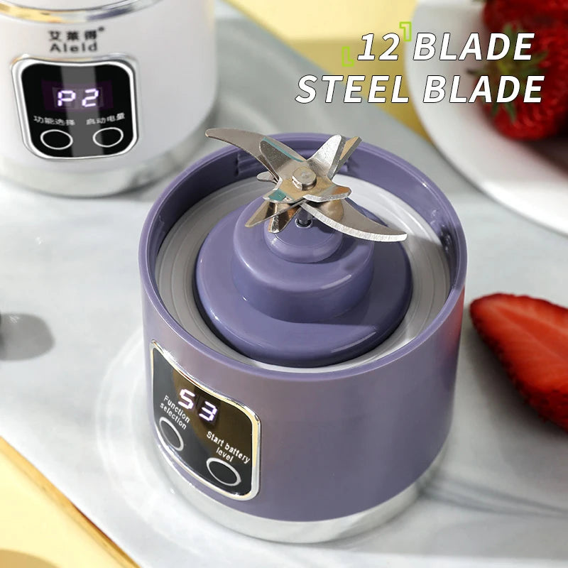 Small Portable Blender and Juicer - Rechargeable via USB, Personal Wireless Blender with Stainless Steel Blades