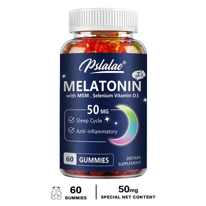 Melatonin Gummies 50mg w/ MSM, Selenium, & Vitamin D3 - Sleep Support, Stress Relief, Improved Sleep Quality