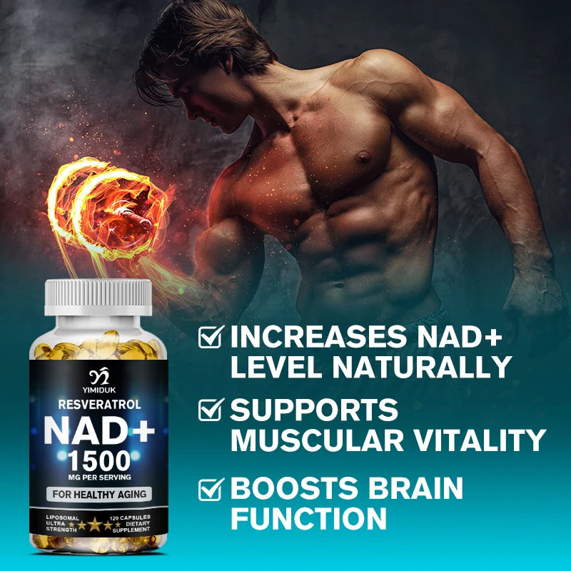 Suplemento de NAD, 1500 mg - Suplemento Liposomal de NAD+ con Resveratrol, Resistencia y Envejecimiento Saludable - Cápsulas para la Fuerza