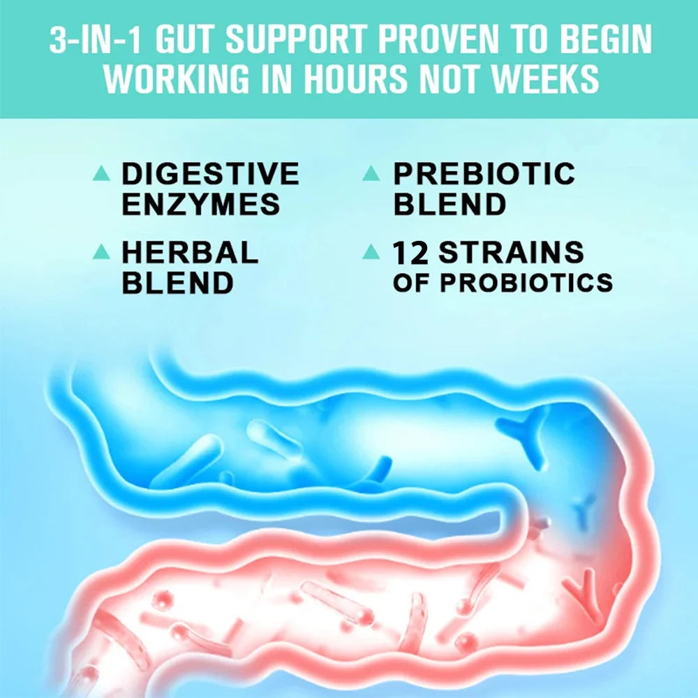 Suplemento de enzimas digestivas - 3 prebióticos, 12 probióticos, 10 mil millones de UFC - Digestión, absorción de nutrientes, desintoxicación del colon