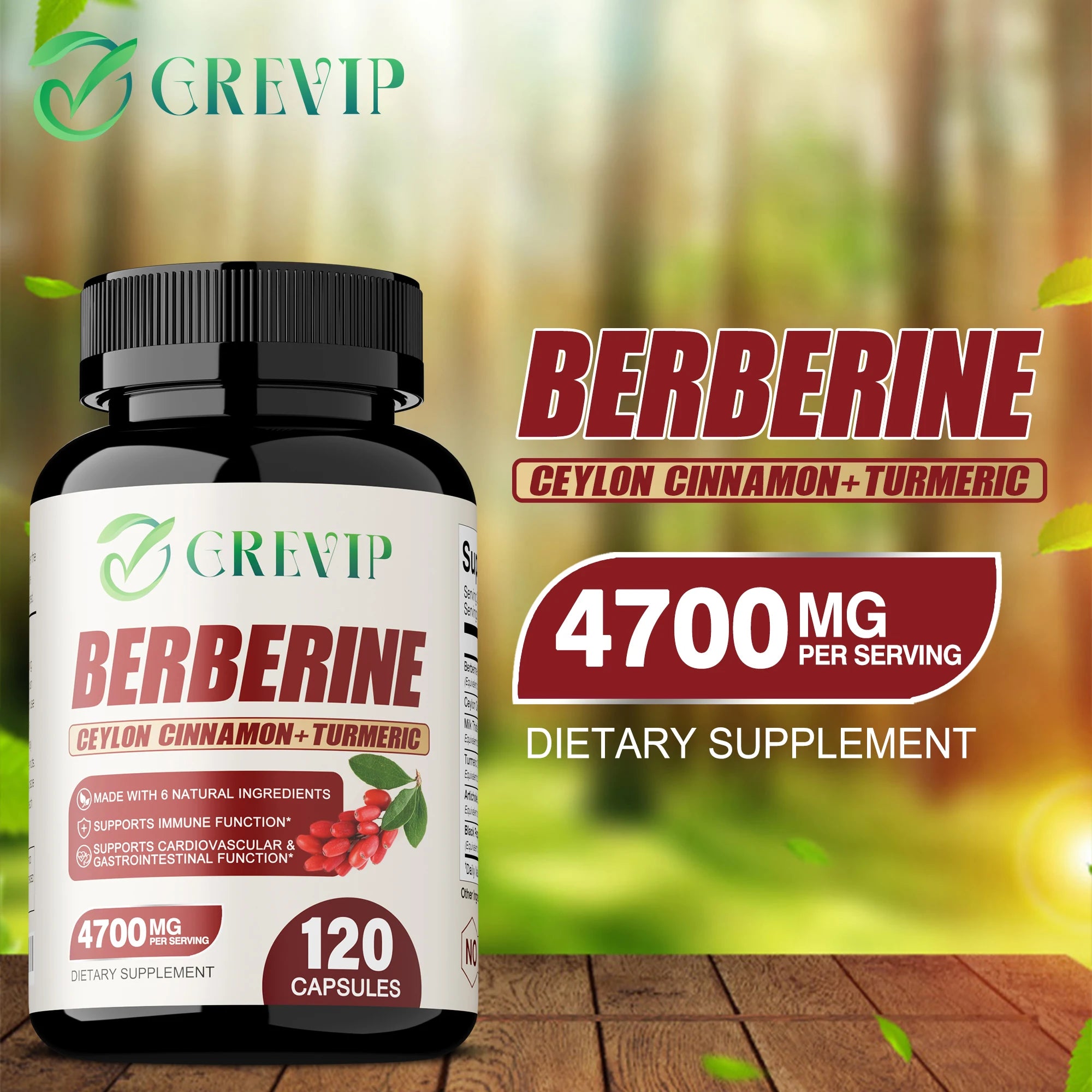Berberine for Weight Loss, Supports Heart Health, Immune System - Ceylon Cinnamon, Milk Thistle, Turmeric