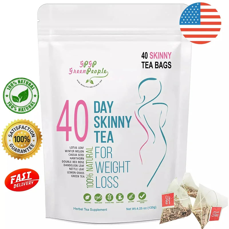 40 Days Herbal Skinny Detox  Tea - Weight Loss Supplement No Caffeine Non-GMO