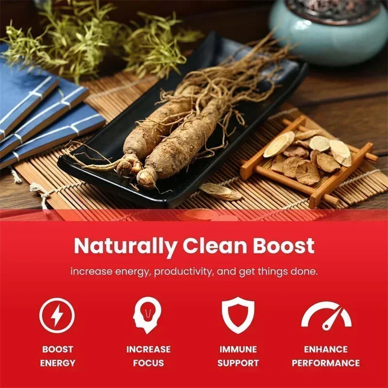 Suplemento de ginseng rojo coreano: favorece la salud general, aumenta la producción de energía, alivia el estrés - 120 unidades
